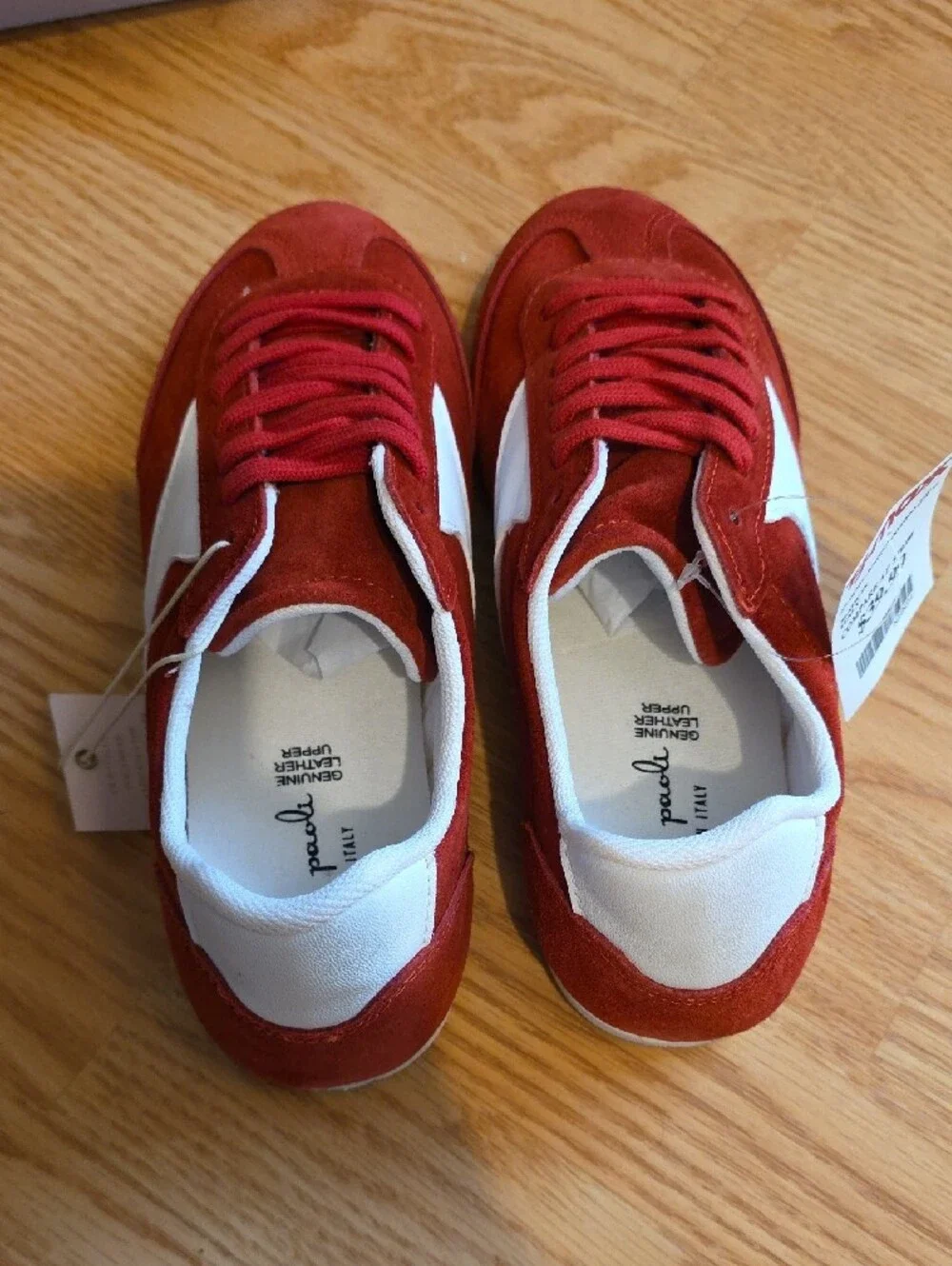 Mila Paoli Red Leather Athletic Sneakers